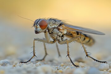 Close up view of a fly in a natural environment