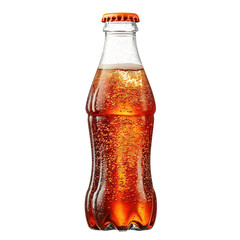 Cola in a Retro Glass Bottle Neon Orange Flavor Isolated on Transparent Background