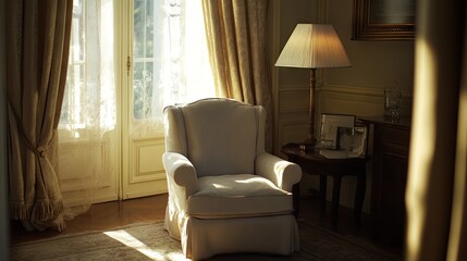 Fototapeta premium Armchair positioned to create a cozy but accessible sitting area