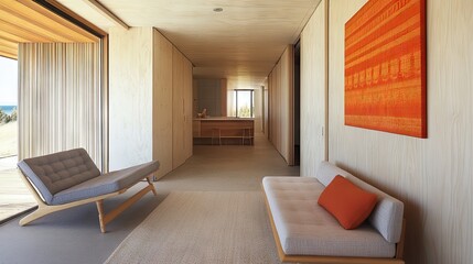 Fototapeta premium Entry view showing hallway, sofa corner, and kitchen all easily reachable