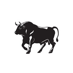 Fototapeta premium Dynamic Black Bull Silhouette: Iconic Strength & Masculine Energy in Modern Design