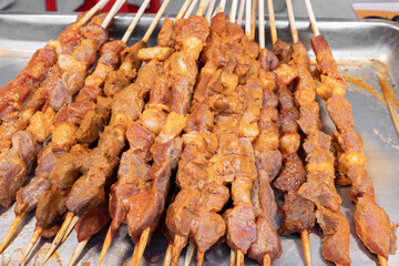 grilled lamb skewers at horizontal composition