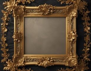 Exquisite gold frame with swirling acanthus leaves on plush velvet  ,  design,  decor,  photography