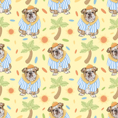 seamless pattern with Bulldog