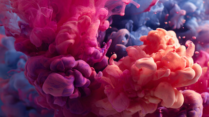 Obraz premium Colorful Ink Dropped Into the Water Tank Creates a Stunning Visual Backdrop with its Vivid Color and Fluidity of Liquid