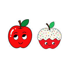 cute cartoon apple illustration and decorative apple