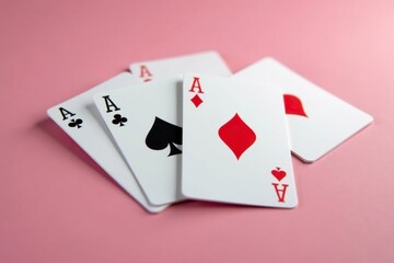 Obraz premium Four aces spread on a surface, showing the pattern , design, game, texture