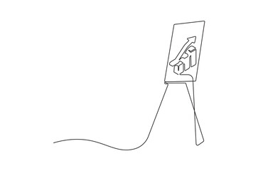 Continuous one line drawing Growth charts in white board. Single line drawing illustration White board with growth chart. Business plan concept vector art. Doodle line illustration.
