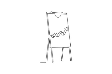 Continuous one line drawing Growth charts in white board. Single line drawing illustration White board with growth chart. Business plan concept vector art. Doodle line illustration.