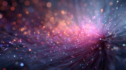 Fototapeta premium Abstract firework background with vibrant bursts of light radiating across a dark sky, leaving large empty space for text, symbolizing joy, celebration, and new beginnings.