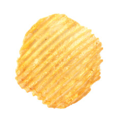 One tasty ridged potato chip in air isolated on white