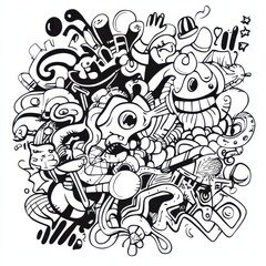 Colorful doodle with playful shapes