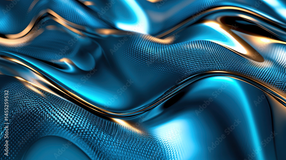 Wall mural a dynamically patterned, realistic 4k 3d background with a side angle showcasing smooth, flowing blu