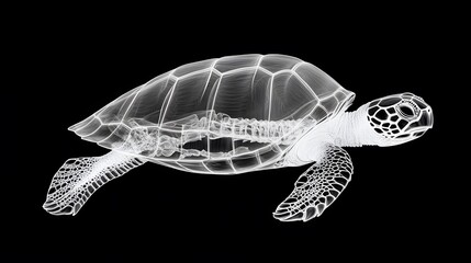 Obraz premium X-ray of a Sea Turtle Swimming: X-ray of a sea turtle in a swimming position, revealing the internal bone structure and flippers. 