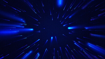 Naklejka premium Abstract Blue Light Streaks Radiating Outwards Background