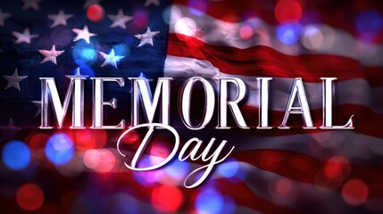 Memorial Day tribute with American flag background.