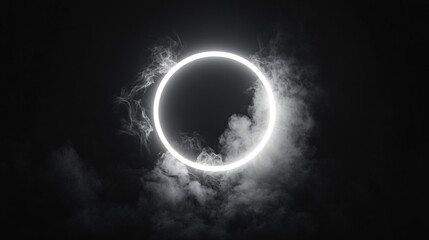 Naklejka premium Radiating Soft Glow Luminous Neon White Circle