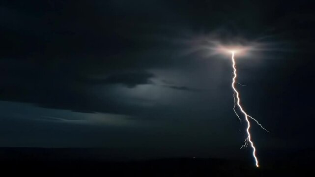 Lightning bolt strike storm dark night sky video
