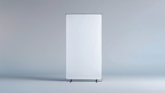 X-stand banner for training or promotional presentation. Blank template, empty banner display for preview. Mock up for your design