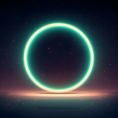 Futuristic Neon Circle Light in Space Abstract Sci Fi Background Design