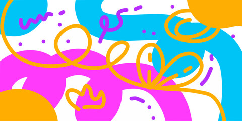 Fun colorful scribble background for Cards, Posters, Flyers, Discs. Editable Background with Clipping Mask. Vector.