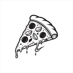 Pizza Silhouette Clip Art | Black Slice Outline on White Background