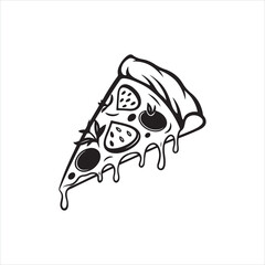 Pizza Silhouette Clip Art | Black Slice Outline on White Background