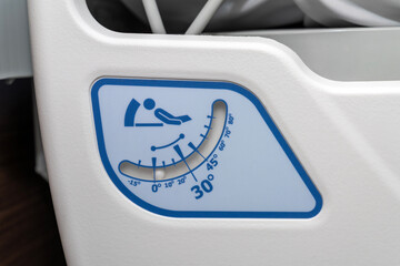 Hospital Bed Angle Indicator Showing 30 Degree Backrest Adjustment. Medical Equipment Panel for...