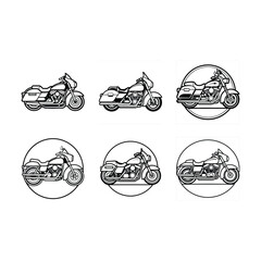 Street Glide Icons Vector Set – Stylish Motorcycle Silhouettes and Emblems