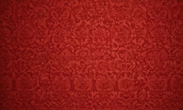 Fototapeta Bold red damask pattern, classic vintage wallpaper , red, home design, elegant