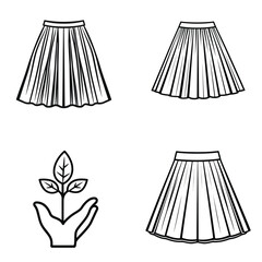 Skirt Silhouette Collection Outline, Modern Style, Fashionable Icon on White Background