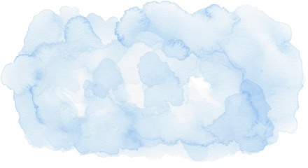 Blue Abstract Watercolor Cloud Shape Isolated on White Background