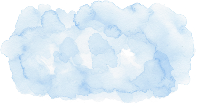 Blue Abstract Watercolor Cloud Shape Isolated on White Background