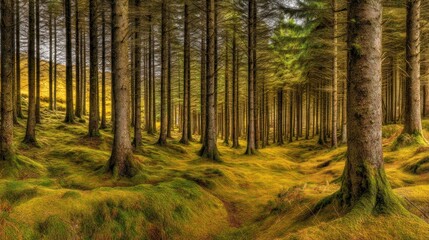 Fototapeta premium Moss-covered forest floor