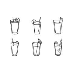 Lemonade Glass Outline Vector – Simple Line Art Drink Illustration