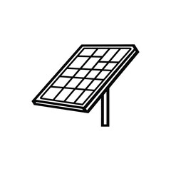 Solar Panel Icon with Renewable Energy Source on White