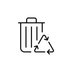 Recycle bin icon. Simple outline style. Rubbish, reuse, waste, pollution, recycling, garbage, container, trash, environment concept. Thin line symbol. Vector illustration isolated.