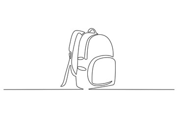 Continuous one line drawing of Backpack. Single line drawing illustration of School backpack. School bag concept vector art. Doodle line illustration.