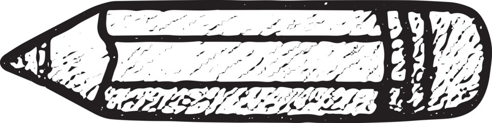 Fototapeta premium A hand-drawn illustration of a pencil, showcasing its sharp tip and wooden texture. The sketch is simple, emphasizing the concept of writing or drawing