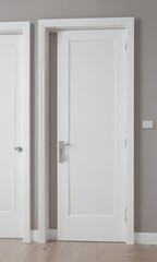 Modern white wooden interior doors, various open/closed positions, isolated , contemporary, isolated