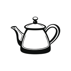 Tea Kettle Illustration, Simplistic Design on Transparent Background