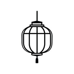 Traditional Asian Lantern Silhouette with Intricate Line Work on Transparent