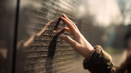 Touching vietnam memorial wall names remembrance tribute honor veteran legacy peace