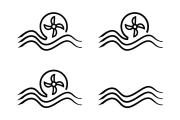 Fototapeta premium wave with a turbine hidden within, representing renewable energy, clean technology, and eco friendly solutions green energy icon set