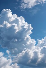 Deep azure sky canvas, scattered with soft, brilliant white clouds , picture, calm, scenic