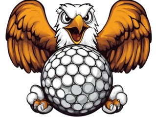 Eagle Mascot Holding Golf Ball Illustration On Transparent Background