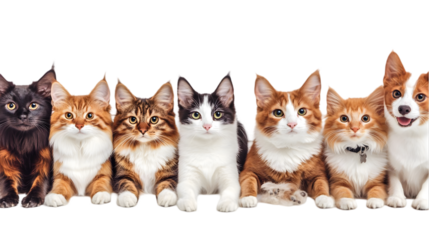 Group Of Cats And A Dog On A Transparent Background Photo
