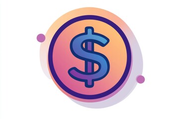 Obraz premium Purple dollar icon with soft glow and pink circular background in modern vector