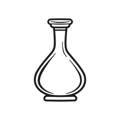 Vintage Glass Bottle Outline with Transparent Background, Black Contour, Minimalist