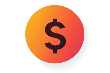 Obraz premium Minimalistic gradient icon of a dollar symbol inside a circle with warm colors on white background
